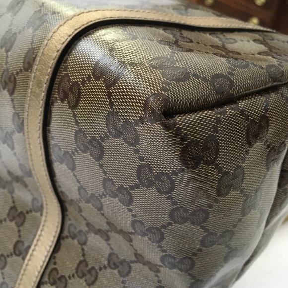 GUCCI Crystal Joy GG Tote Brown with Gold Trim - Picture 3 of 16